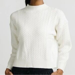 NWT Zyia Active Nora Cableknit Boxy Sweater Mock Neck White XL